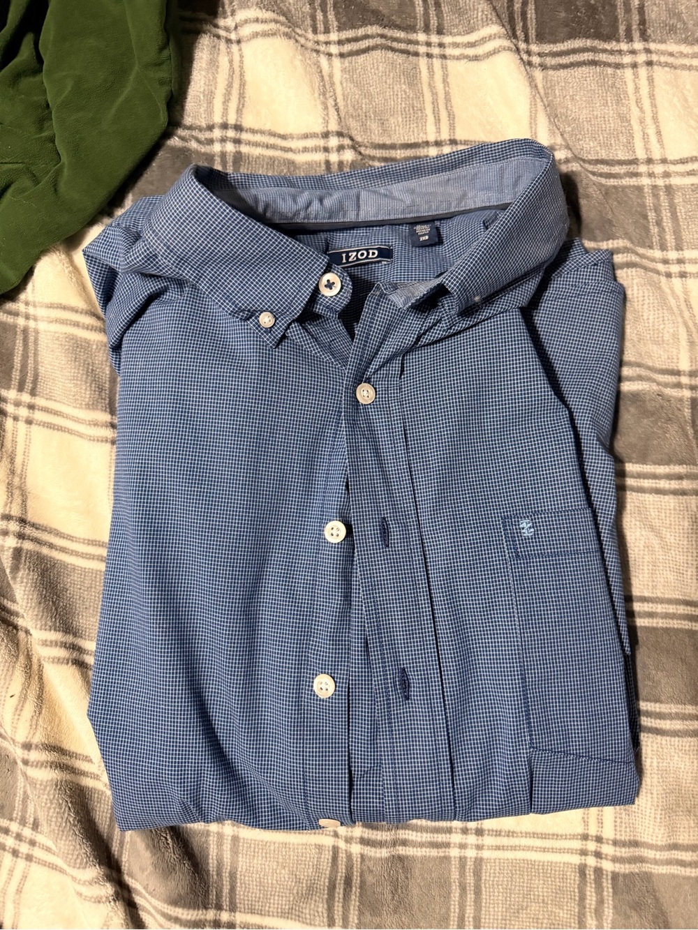 Izod Men's Light Blue Micro-Check Button-Down Shirt